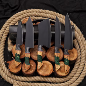 Handmade Carbon Steel Kitchen/Chef Knife Set Birthday Gift For Dad Sharp Blade Knives Personalized Gift For Him Camping Tool Knives With Bag