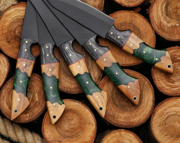 Handmade Carbon Steel Kitchen/Chef Knife Set Birthday Gift For Dad Sharp Blade Knives Personalized Gift For Him Camping Tool Knives With Bag - Image 4