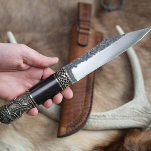 Handmade Viking Scramasax Knife – Authentic Scandinavian Seax Blade | High Carbon Steel | Norse Knife Gift for Men | Cross Miles Viking Seax