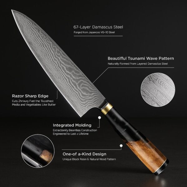 Damascus Steel Knife Set of 7 - Image 3