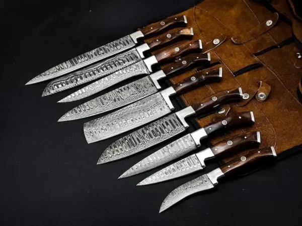 Edge Crafter™ 9-Piece Hand-Forged Damascus Chef Knife Set – - Image 4