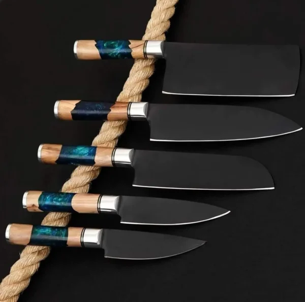 Handmade Damascus Steel Chef Knife Set – 5-Piece - Image 2